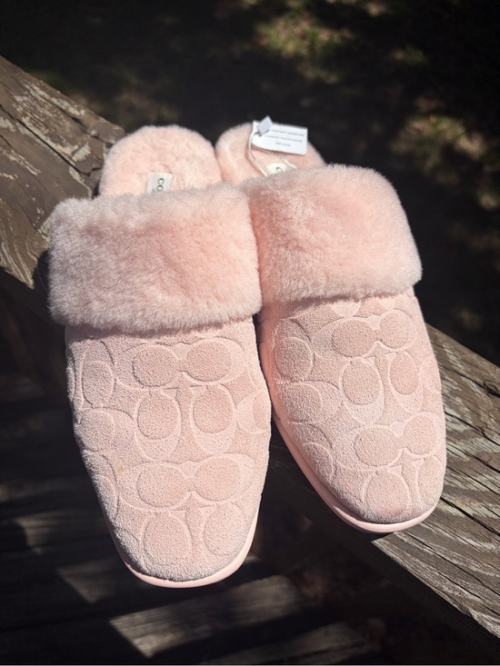 Coach Shoes - Coach Women's Pink Suede and Shearling Mules NWT